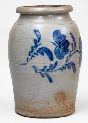 Attrib. James or Leet Hamilton, Greensboro, PA Stoneware Jar w/ Floral Decoration