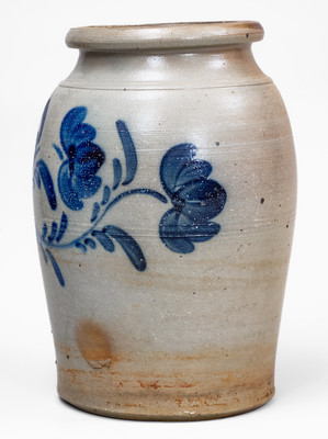 Attrib. James or Leet Hamilton, Greensboro, PA Stoneware Jar w/ Floral Decoration