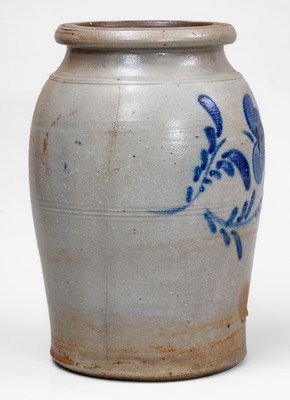 Attrib. James or Leet Hamilton, Greensboro, PA Stoneware Jar w/ Floral Decoration