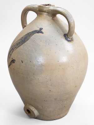 Scarce New York State Stoneware Water Cooler w/ Incised Bird Decoration, probably Albany, c1820