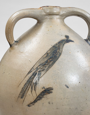 Scarce New York State Stoneware Water Cooler w/ Incised Bird Decoration, probably Albany, c1820