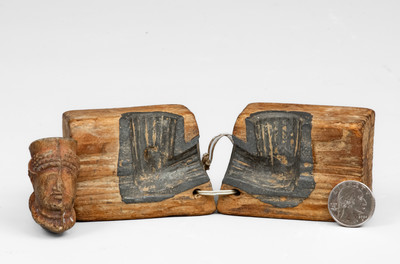 Pipe Mold w/ 16 Stoneware Pipe Heads, probably Moore County, NC