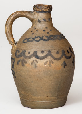 Small Stoneware Jug w/ Elaborate Decoration and 1858 Date, German origin