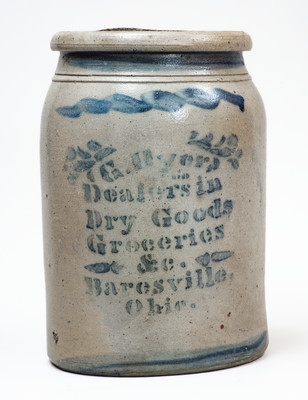 Rare Baresville, Ohio Stoneware Advertising Jar