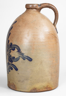 3 Gal. M. & T. MILLER / NEWPORT, PA Stoneware Jug w/ Floral Decoration