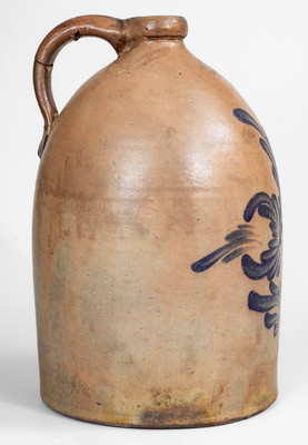 3 Gal. M. & T. MILLER / NEWPORT, PA Stoneware Jug w/ Floral Decoration