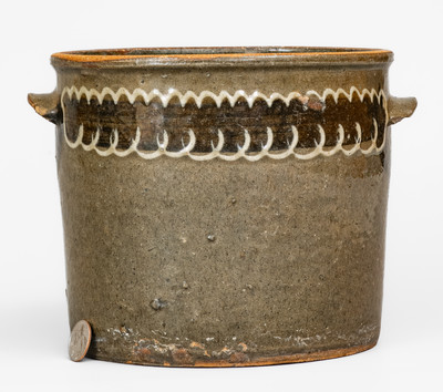 Rare and Fine Stoneware Cake Crock w/ Two-Color Slip Decoration, Edgefield District, SC, c1845-50