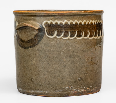 Rare and Fine Stoneware Cake Crock w/ Two-Color Slip Decoration, Edgefield District, SC, c1845-50