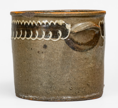 Rare and Fine Stoneware Cake Crock w/ Two-Color Slip Decoration, Edgefield District, SC, c1845-50