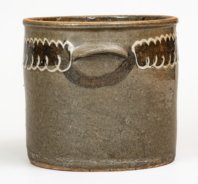 Rare and Fine Stoneware Cake Crock w/ Two-Color Slip Decoration, Edgefield District, SC, c1845-50