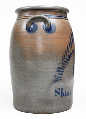 Fine 6 Gal. Wilkinson & Fleming / Shinnston, W. Va. Stoneware Jar w/ Stenciled Rose Decoration