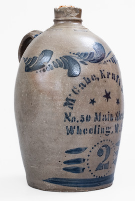Rare McCabe, Kraft & Co. / Wheeling, W. VA Stoneware Advertising Jug w/ Stenciled Stars