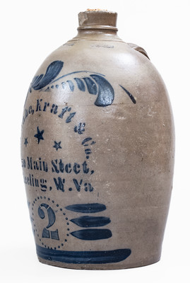 Rare McCabe, Kraft & Co. / Wheeling, W. VA Stoneware Advertising Jug w/ Stenciled Stars