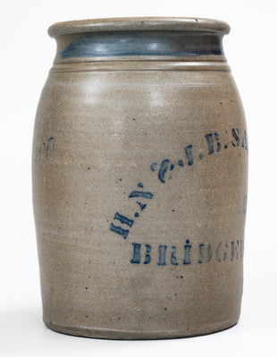 Rare BRIDGEPORT, W. VA Advertising Stoneware Jar