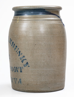 Rare BRIDGEPORT, W. VA Advertising Stoneware Jar