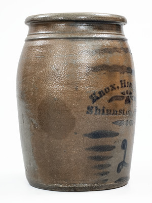 Fine Knox, Haught & Co. / Shinnston, W. Va Stoneware Advertising Jar w/ Elaborate Freehand Decoration