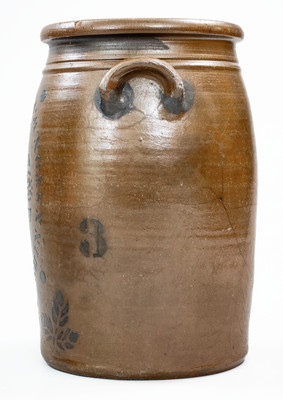 Rare 3 Gal. WILKINSON & FLEMING / SHINNSTON, W. VA. Stoneware Jar w/ Sideways Stencil