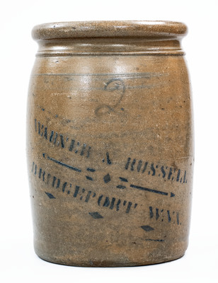 WARNER & RUSSELL / BRIDGEPORT, W. VA Stoneware Crock