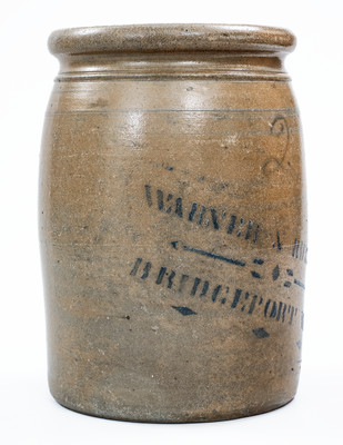 WARNER & RUSSELL / BRIDGEPORT, W. VA Stoneware Crock