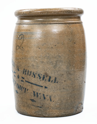 WARNER & RUSSELL / BRIDGEPORT, W. VA Stoneware Crock