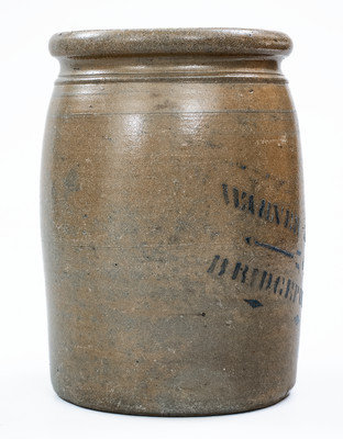 WARNER & RUSSELL / BRIDGEPORT, W. VA Stoneware Crock