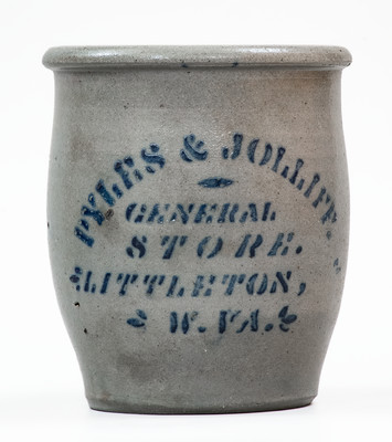 Scarce  LITTLETON, W. VA Stoneware Advertising Jar