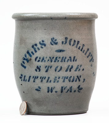Scarce  LITTLETON, W. VA Stoneware Advertising Jar