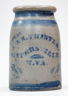 Rare SISTERSVILLE, WV Stoneware Advertising Jar