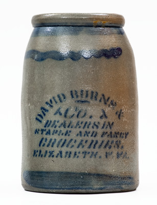 Rare ELIZABETH, W. VA Stoneware Stenciled Canning Jar