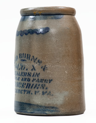 Rare ELIZABETH, W. VA Stoneware Stenciled Canning Jar