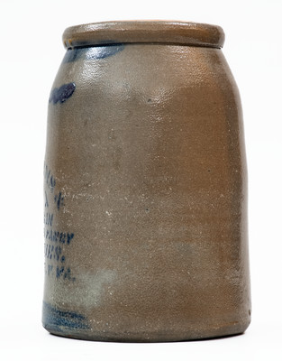Rare ELIZABETH, W. VA Stoneware Stenciled Canning Jar