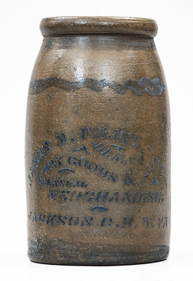 JACKSON COURT HOUSE, W. VA Stoneware Stenciled Canning Jar