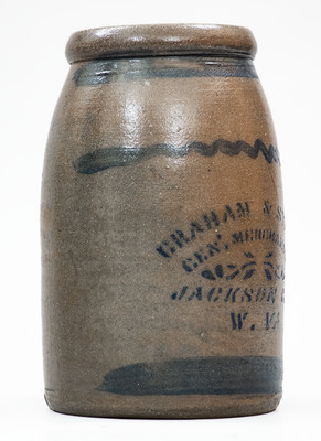 JACKSON COURT HOUSE, W. VA Stoneware Stenciled Canning Jar