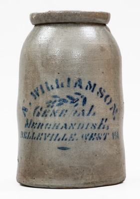 Very Rare BELLEVILLE, WEST. VA Stoneware Stenciled Canning Jar