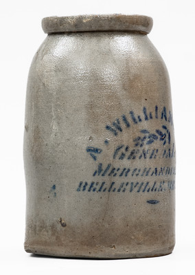 Very Rare BELLEVILLE, WEST. VA Stoneware Stenciled Canning Jar