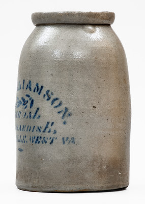 Very Rare BELLEVILLE, WEST. VA Stoneware Stenciled Canning Jar