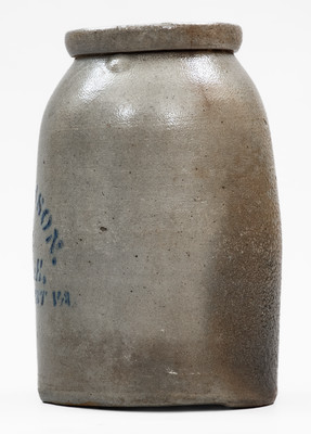 Very Rare BELLEVILLE, WEST. VA Stoneware Stenciled Canning Jar