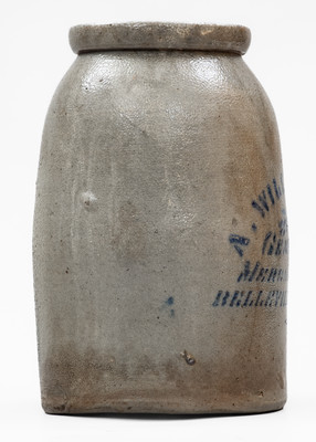 Very Rare BELLEVILLE, WEST. VA Stoneware Stenciled Canning Jar