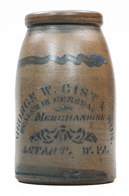 LETART, W. VA Stoneware Stenciled Canning Jar