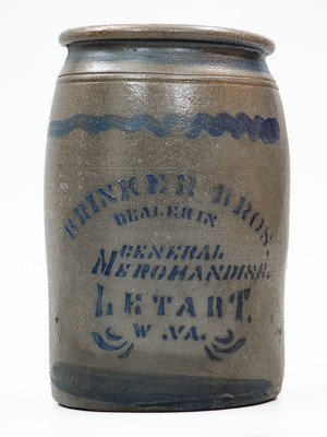 LETART, W. VA Stoneware Stenciled Advertising Jar