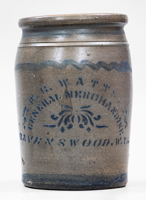 Rare RAVENSWOOD / W. VA. Stoneware Advertising Jar