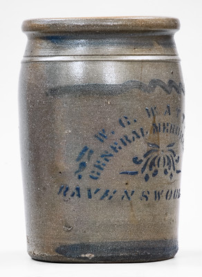 Rare RAVENSWOOD / W. VA. Stoneware Advertising Jar