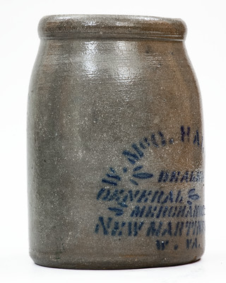 Very Rare NEW MARTINSVILLE, W. VA Stoneware Stenciled Canning Jar