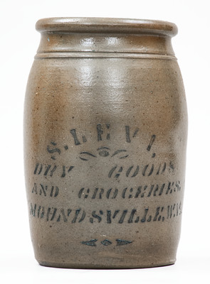 Rare MOUNDSVILLE, W. VA Stoneware Stenciled Advertising Jar