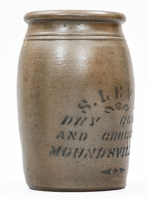 Rare MOUNDSVILLE, W. VA Stoneware Stenciled Advertising Jar