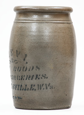 Rare MOUNDSVILLE, W. VA Stoneware Stenciled Advertising Jar