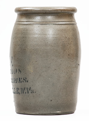 Rare MOUNDSVILLE, W. VA Stoneware Stenciled Advertising Jar