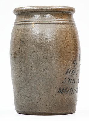Rare MOUNDSVILLE, W. VA Stoneware Stenciled Advertising Jar