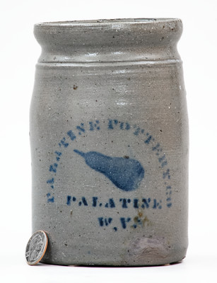 PALATINE POTTERY / PALATINE, W. VA Stoneware Canning Jar w/ Stenciled Pear