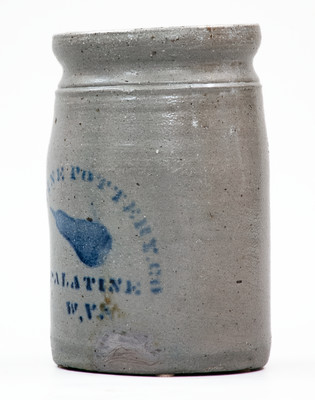 PALATINE POTTERY / PALATINE, W. VA Stoneware Canning Jar w/ Stenciled Pear